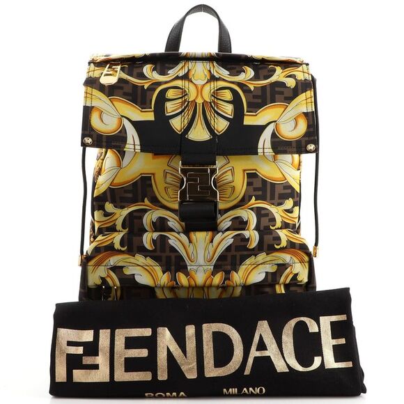 Fendi x Versace Fendace Fendiness Backpack Printed Zucca Nylon Medium - Picture 2 of 7